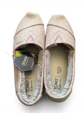TOMS Alpargata Pale Mauve Faux-Fur Two Tone Felt Slip-On Flats